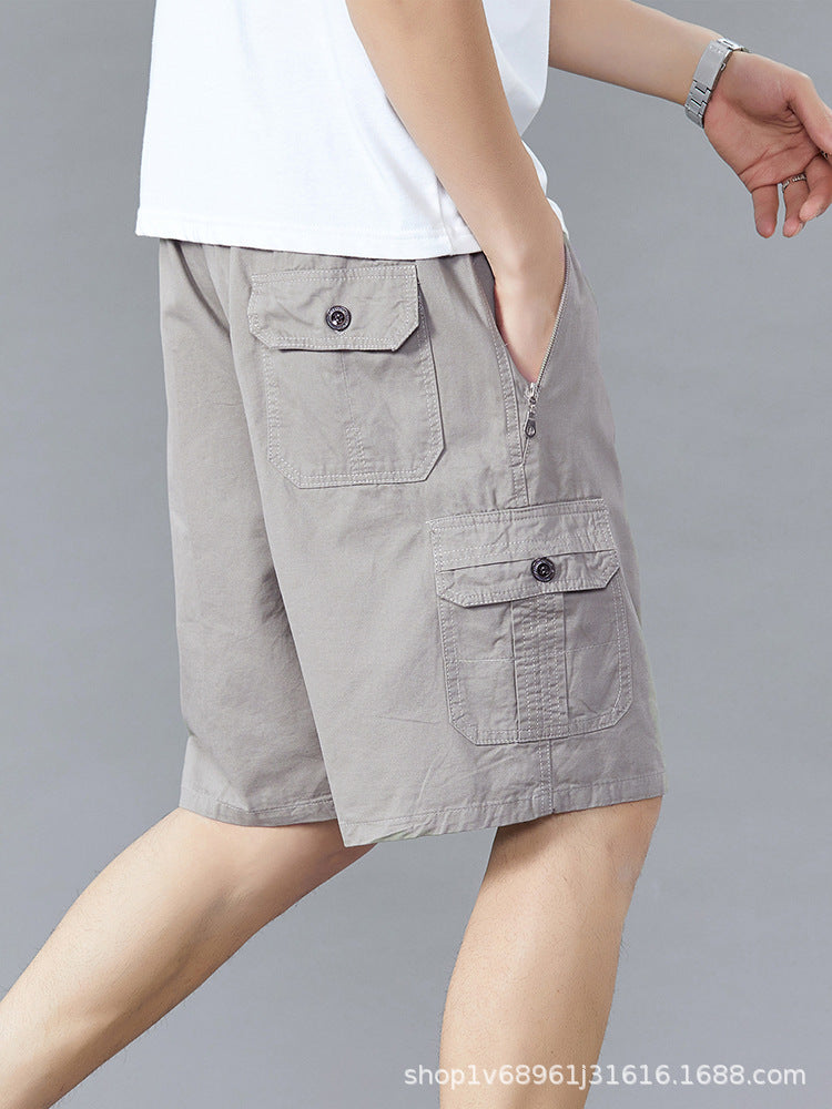 Zoruo childe summer dad summer shorts men's five-length pants cotton pants loose overalls big pants