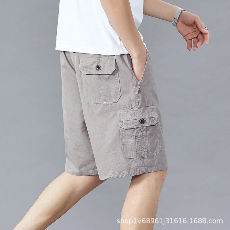Zoruo childe summer dad summer shorts men's five-length pants cotton pants loose overalls big pants
