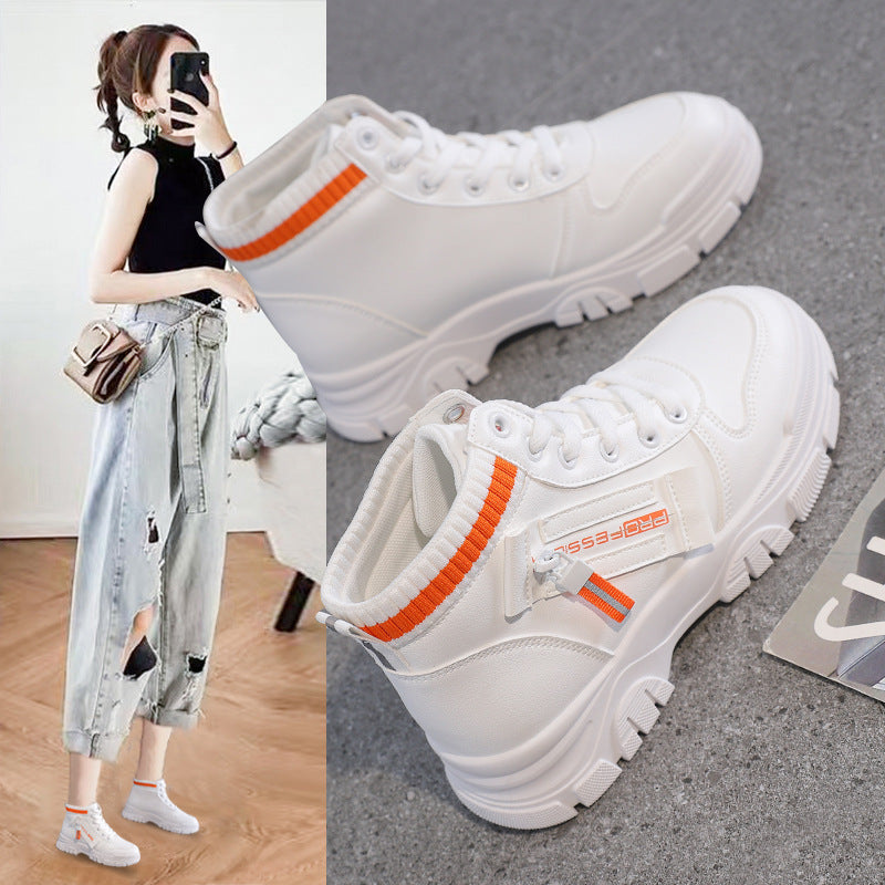 High-Top White Sneakers for Women 2026 Autumn Trendy Shoes Student Korean Style Versatile New Sneakers Sports Shoes Women's Shoes Qr522