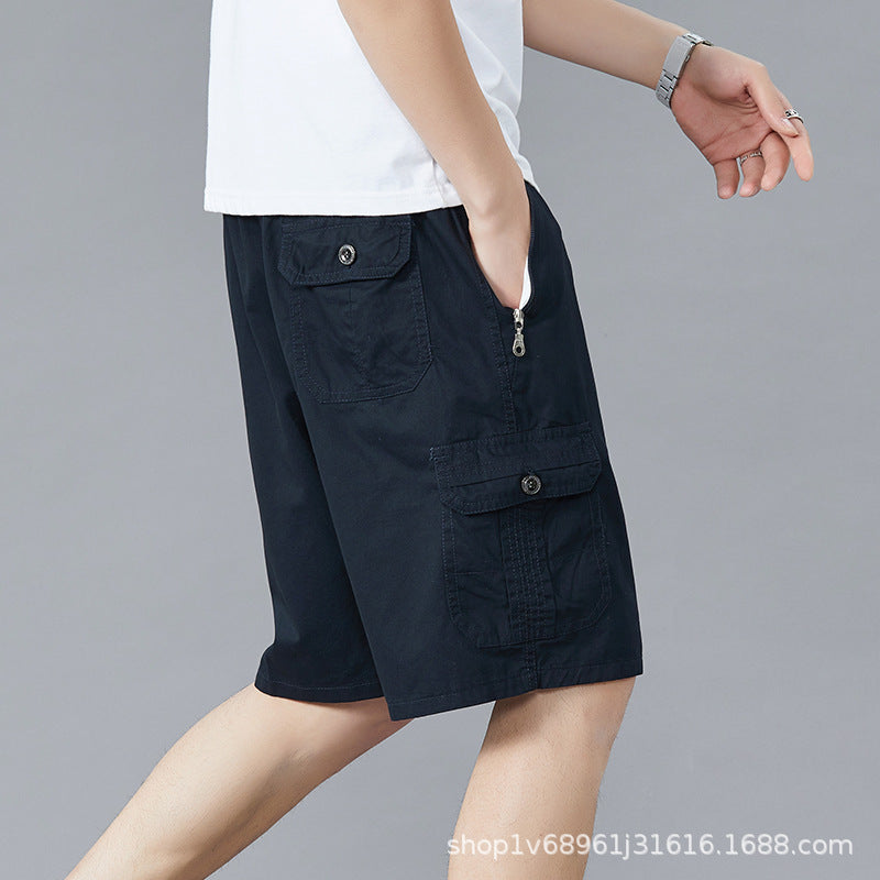 Zoruo childe summer dad summer shorts men's five-length pants cotton pants loose overalls big pants
