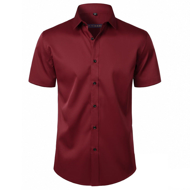 Solid Color Amazon Stretchy Plus-Size Men's Long-Sleeve Shirt, Men's Fashion Shirt, Slim Fit Outerwear