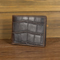 Crazy Horse leather embossed crocodile pattern men's wallet short genuine leather European and American retro wallet horizontal first layer cowhide silver bag