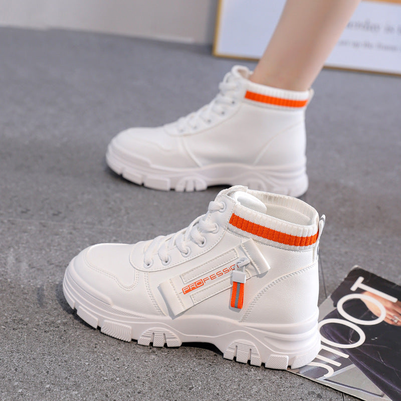 High-Top White Sneakers for Women 2026 Autumn Trendy Shoes Student Korean Style Versatile New Sneakers Sports Shoes Women's Shoes Qr522