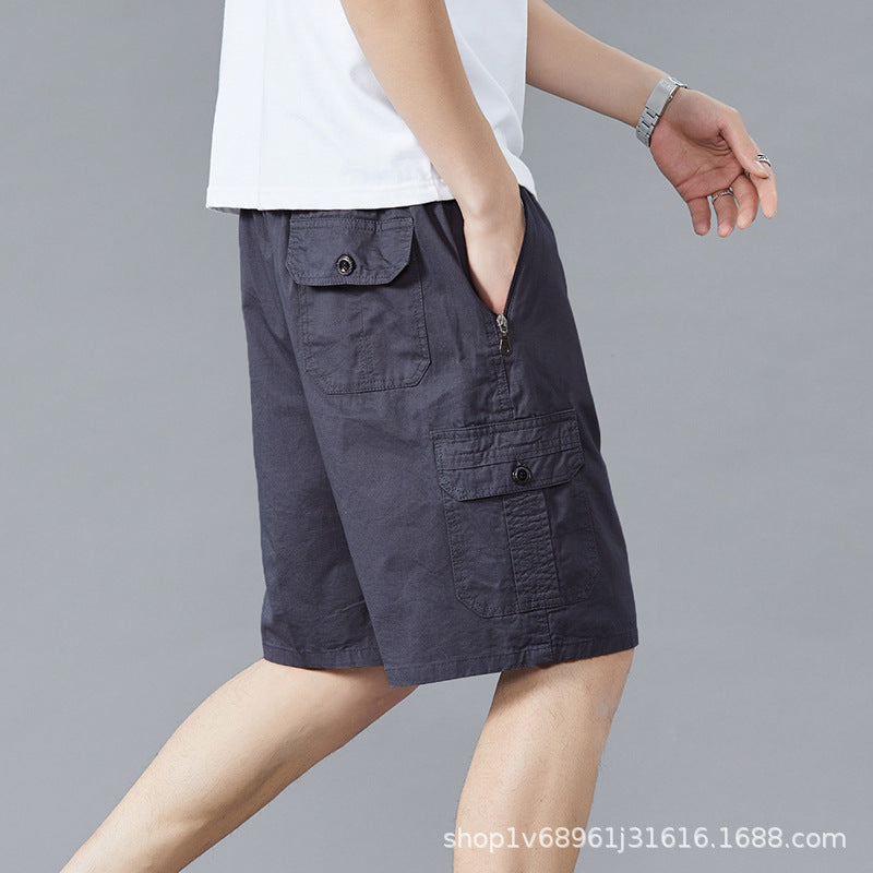 Zoruo childe summer dad summer shorts men's five-length pants cotton pants loose overalls big pants