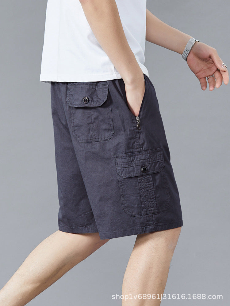 Zoruo childe summer dad summer shorts men's five-length pants cotton pants loose overalls big pants