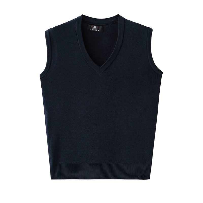 V-Neck New Middle-Aged Wool Vest Gentleman Men's Pullover Knitted Vest Business Knitted Knitwear Sleeveless Men